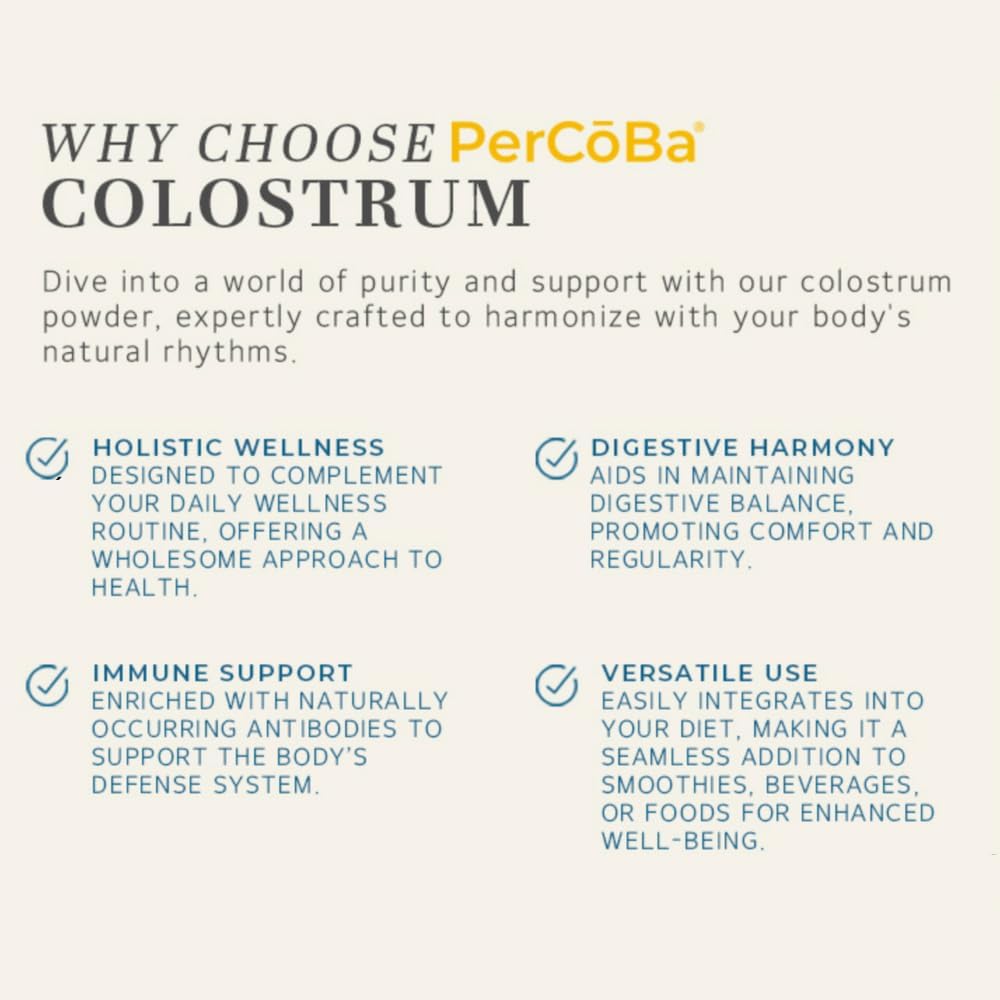 PERCOBA Calostro Bovino en Polvo – Apoyo Intestinal, Muscular e Inmunológico – 40 Dosis (120 g por dosis)