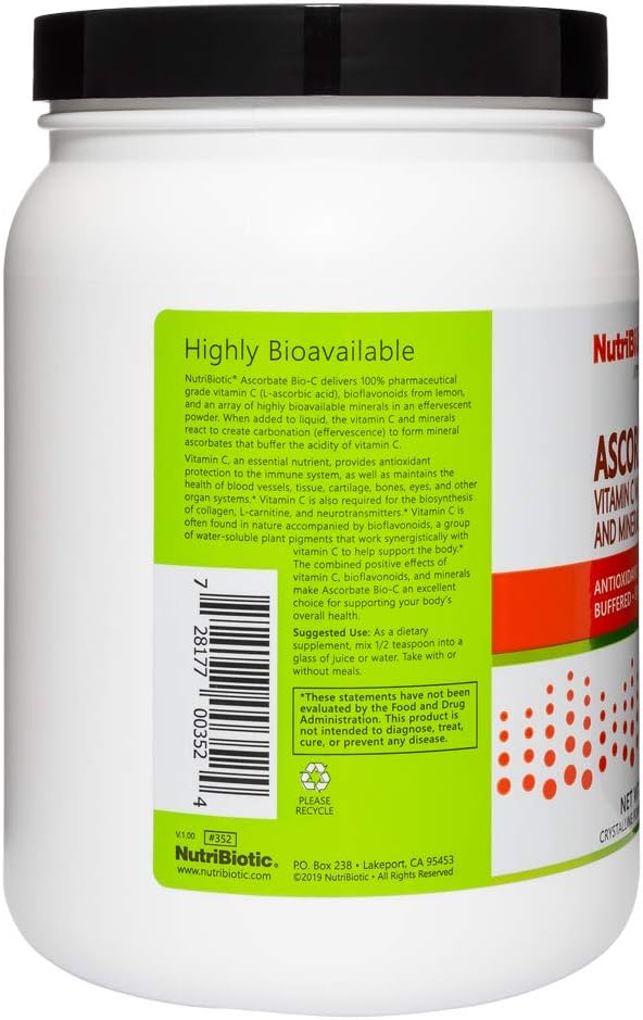 NutriBiotic Ascorbato Bio-C, 2.2 lb | Vitamina C en Polvo Efervescente con Bioflavonoides de Limón y Minerales