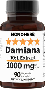 MONOHERB Damiana Extracto 10:1 - 1000 mg por Dosis (90 Cápsulas)