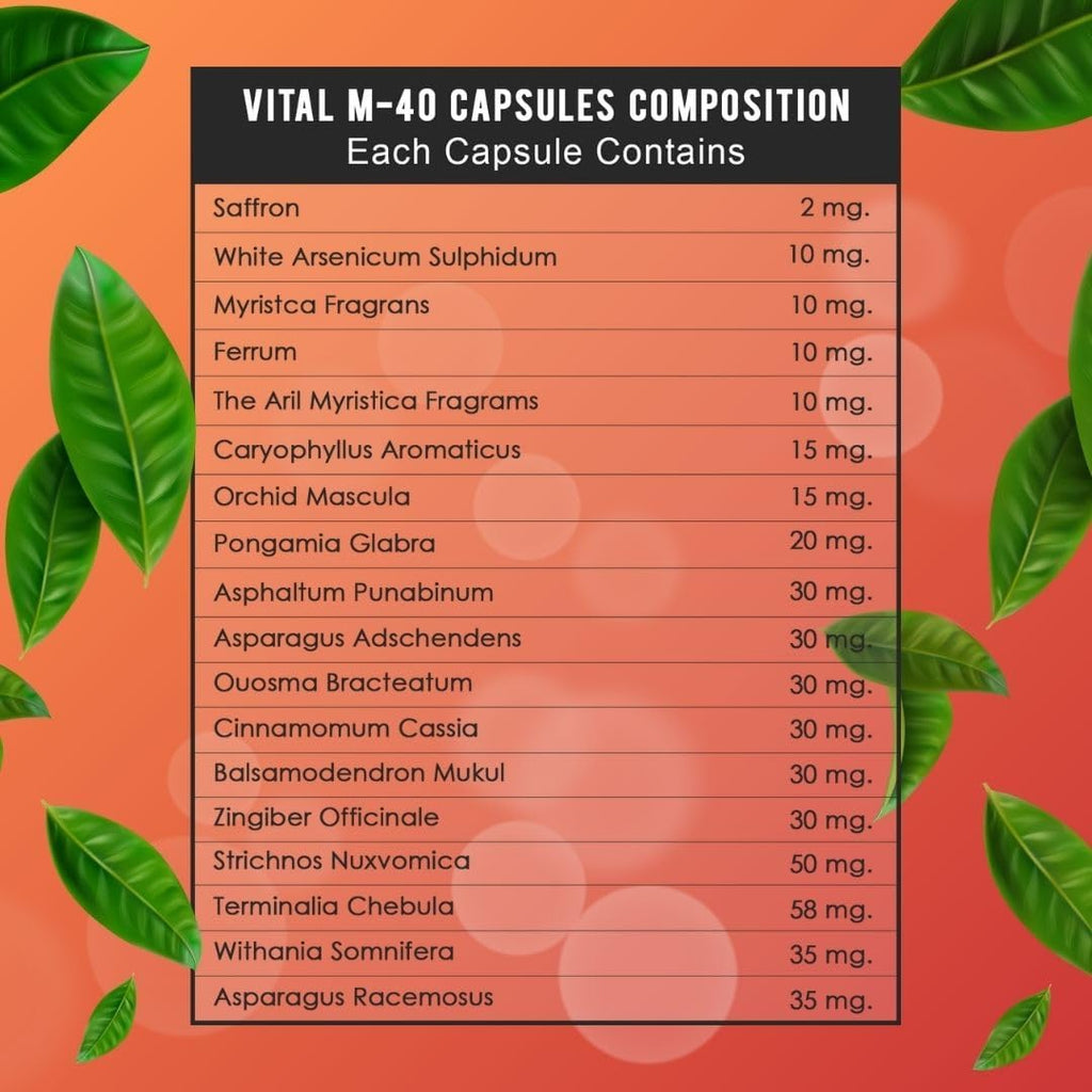 Vital M-40 Cápsulas para Hombre, 60 Cápsulas | Apoyo al Bienestar Masculino