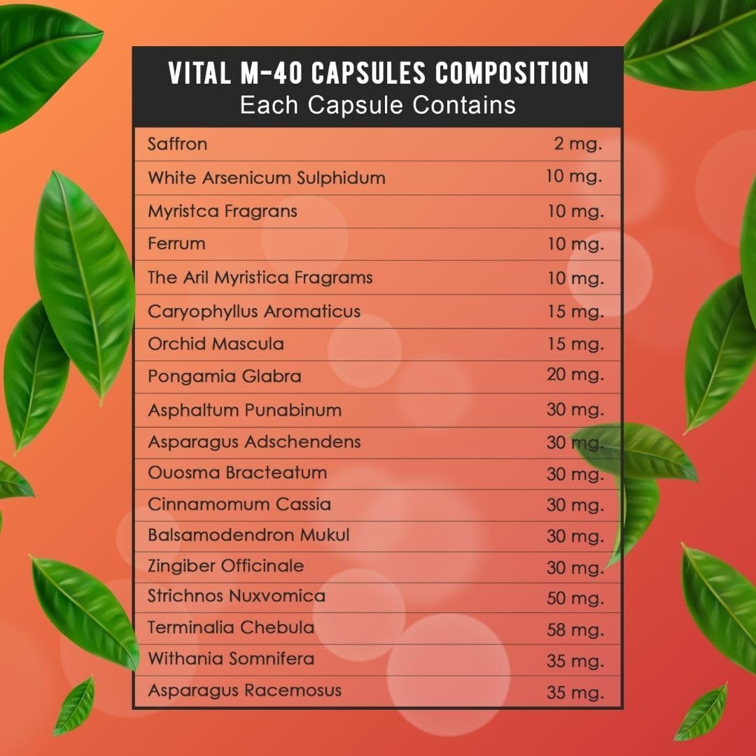 Vital M-40 Cápsulas para Hombre, 60 Cápsulas | Apoyo al Bienestar Masculino