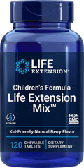 Life Extension Children's Formula Mix™ Multivitamínico para niños, 18 vitaminas y minerales, sabor a bayas, 120 comprimidos masticables
