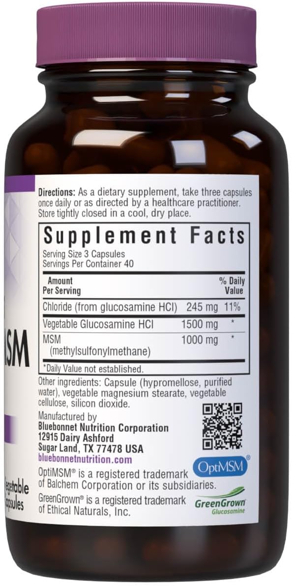 BlueBonnet Glucosamina Vegetal con MSM - 120 Cápsulas