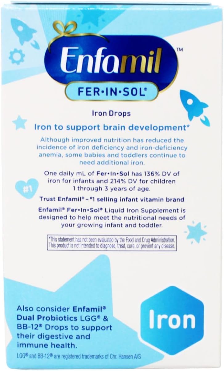 Enfamil Fer-in-Sol Gotas de Hierro para Bebés y Niños Pequeños - 50 ml