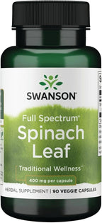 Swanson Full Spectrum Spinach Leaf 400 mg, 90 Cápsulas Vegetales
