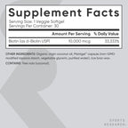 Sports Research Biotina 10.000 mcg con Aceite de Coco Orgánico - 30 Cápsulas Blandas Vegetales