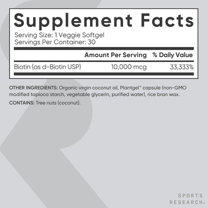 Sports Research Biotina 10.000 mcg con – Fórmula limpia: Sin rellenos ni aditivos innecesarios. – Image 5