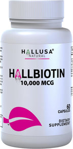 Hallusa Natural Biotina 10.000 mcg, 60 Cápsulas