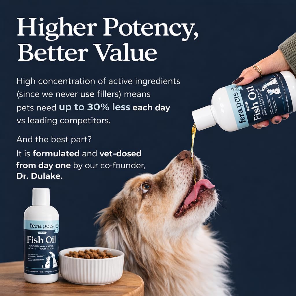 Fera Pets Aceite de Pescado Líquido - Omega 3 para Perros y Gatos, 237 ml