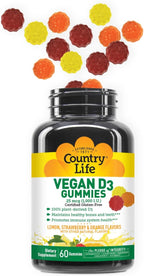 Country Life, Gomitas Veganas de Vitamina D3, 1000 UI, 60 Unidades