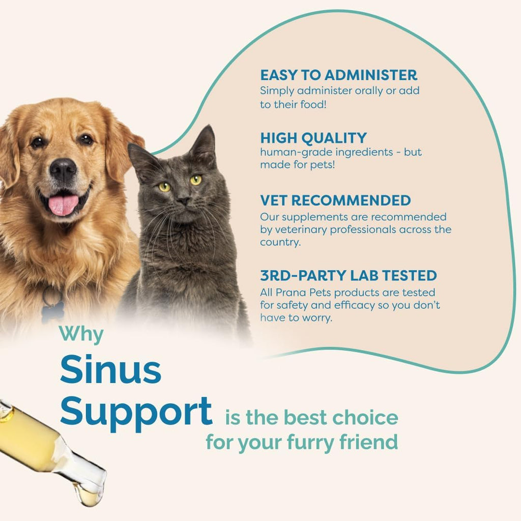 PranaPets Sinus Support – Suplemento Líquido para Perros y Gatos | Alivio Natural de la Congestión