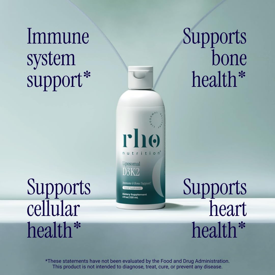 Rho Nutrition Liposomal D3K2 – Suplemento Líquido de Vitaminas D3 y K2 de Alta Absorción