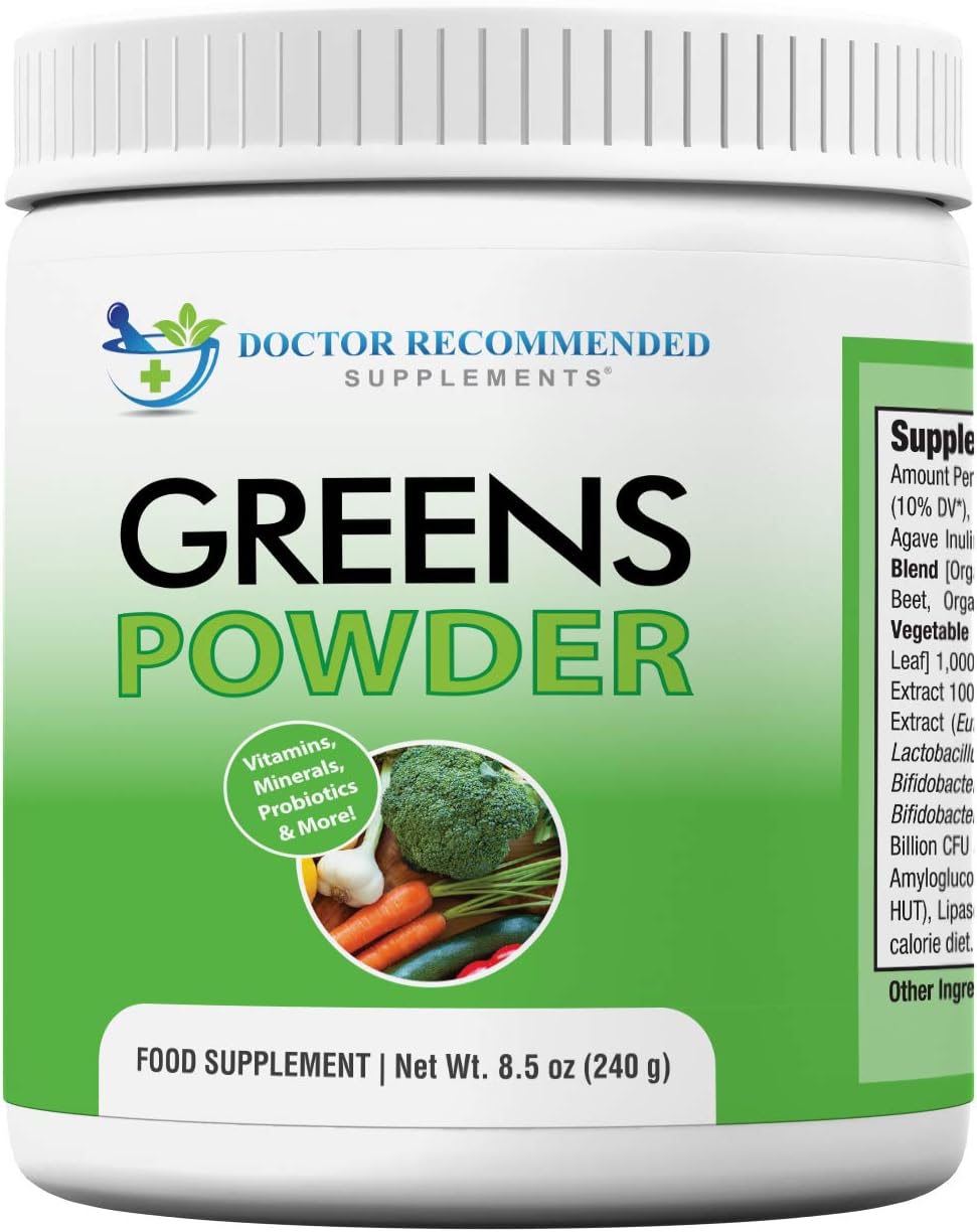 Doctor Recommended Greens Powder – Polvo de Verduras Orgánicas con Probióticos y Enzimas Digestivas, Sabor Berry