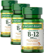 Vitamina B12 500 mcg Micropastillas Sabor Cereza - Nature's Bounty (Pack de 2 x 100 unidades)