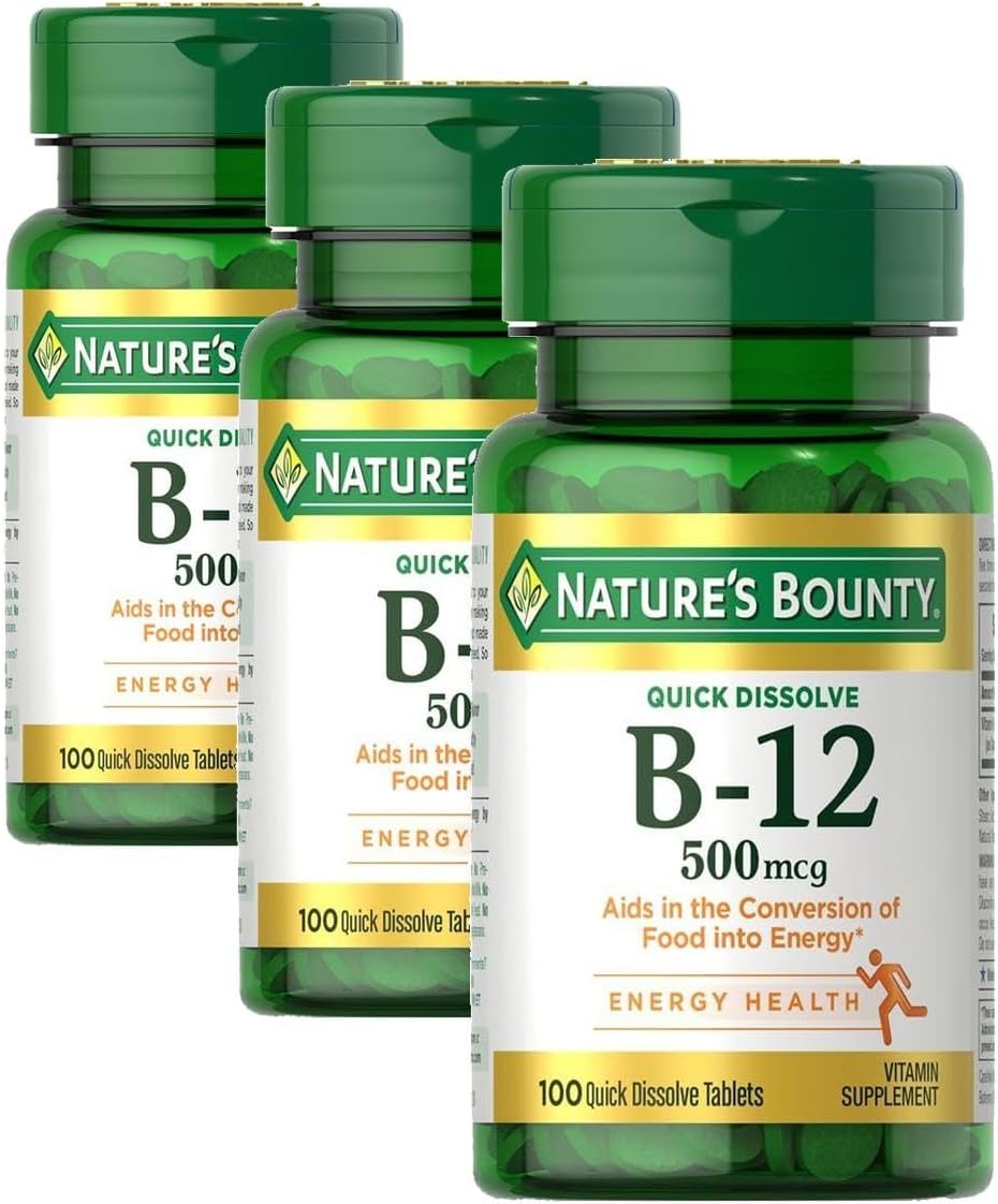 Nature's Bounty Vitamina B-12 500 mcg Microcomprimidos 100 unidades (Paquete de 6)