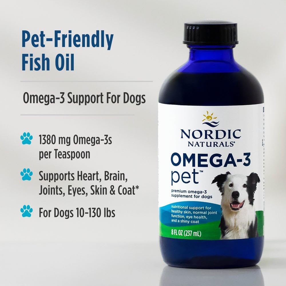 Nordic Naturals Omega-3 Pet, Unflavored - 8 oz (237 ml) - Fish Oil for Medium and Large Dogs