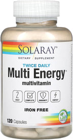 Solaray Twice Daily Multivitamínico Sin Hierro, 120 Cápsulas