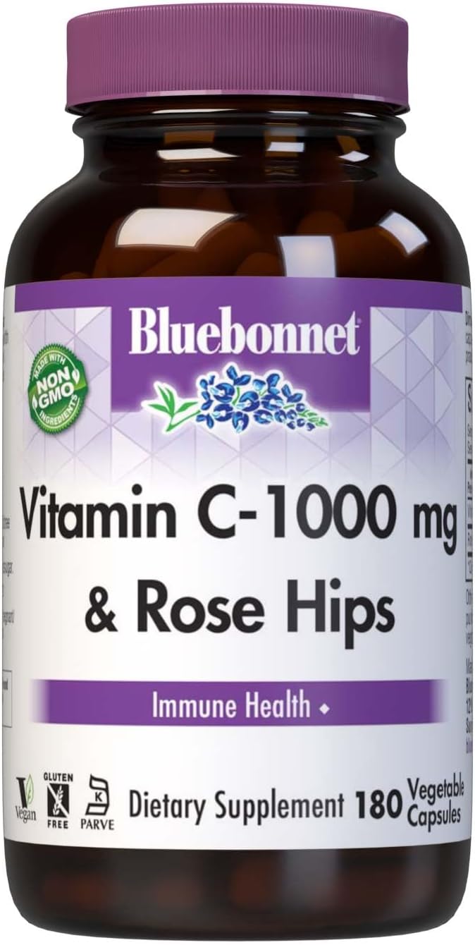 BlueBonnet Vitamina C 1000 mg con Escaramujo - 180 Cápsulas Vegetales