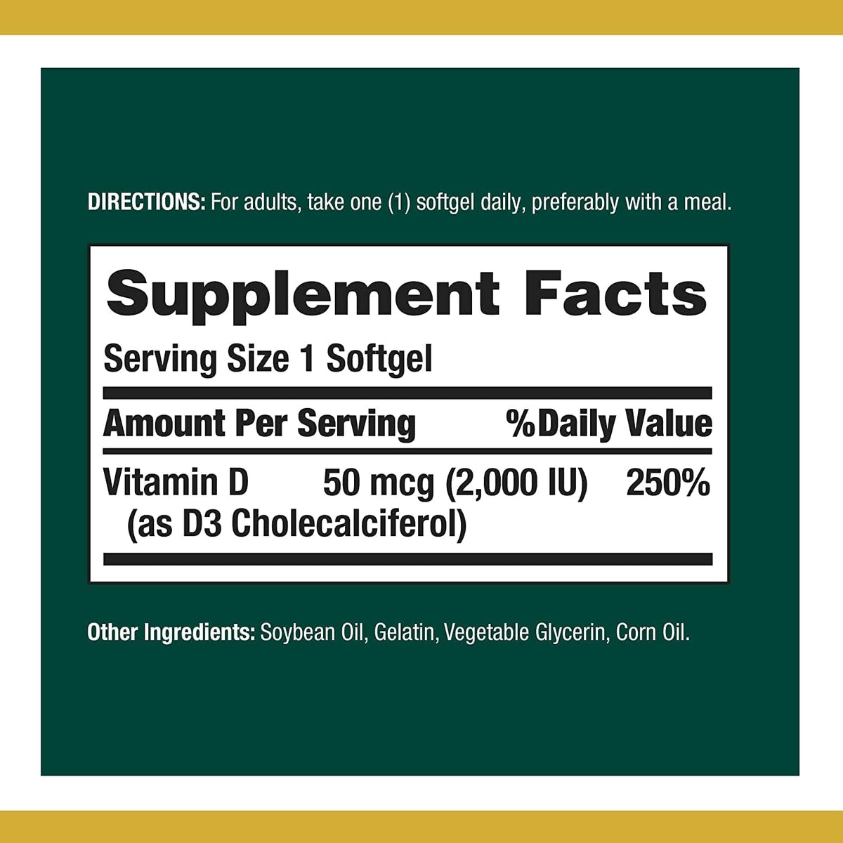 Nature's Bounty Vitamin D 2,000 IU Softgels – Mantenimiento de huesos normales: Junto con el calcio, la vitamina D – Image 2