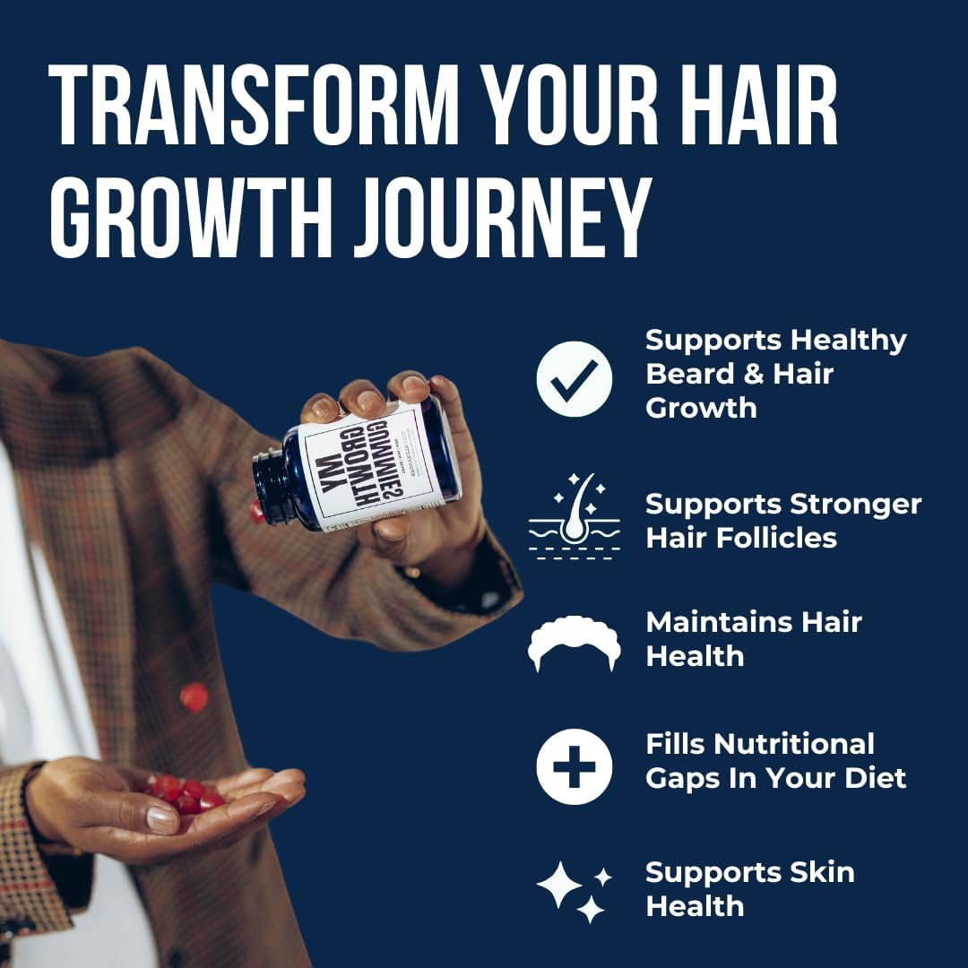 Evan Alexander Grooming My Growth Gummies | Gomitas para el crecimiento del cabello y la barba | 60 gomitas