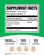 Cápsulas de Maca Root 1800 mg - BulkSupplements - Vegano y Sin Gluten (180 Cápsulas)