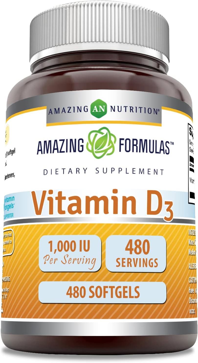 Amazing Formulas Vitamina D3 1000 IU | 240 Cápsulas Blandas