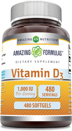 Amazing Formulas Vitamina D3 1000 IU | 240 Cápsulas Blandas