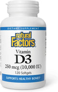 Natural Factors Vitamina D3 10.000 UI - 120 Cápsulas Blandas