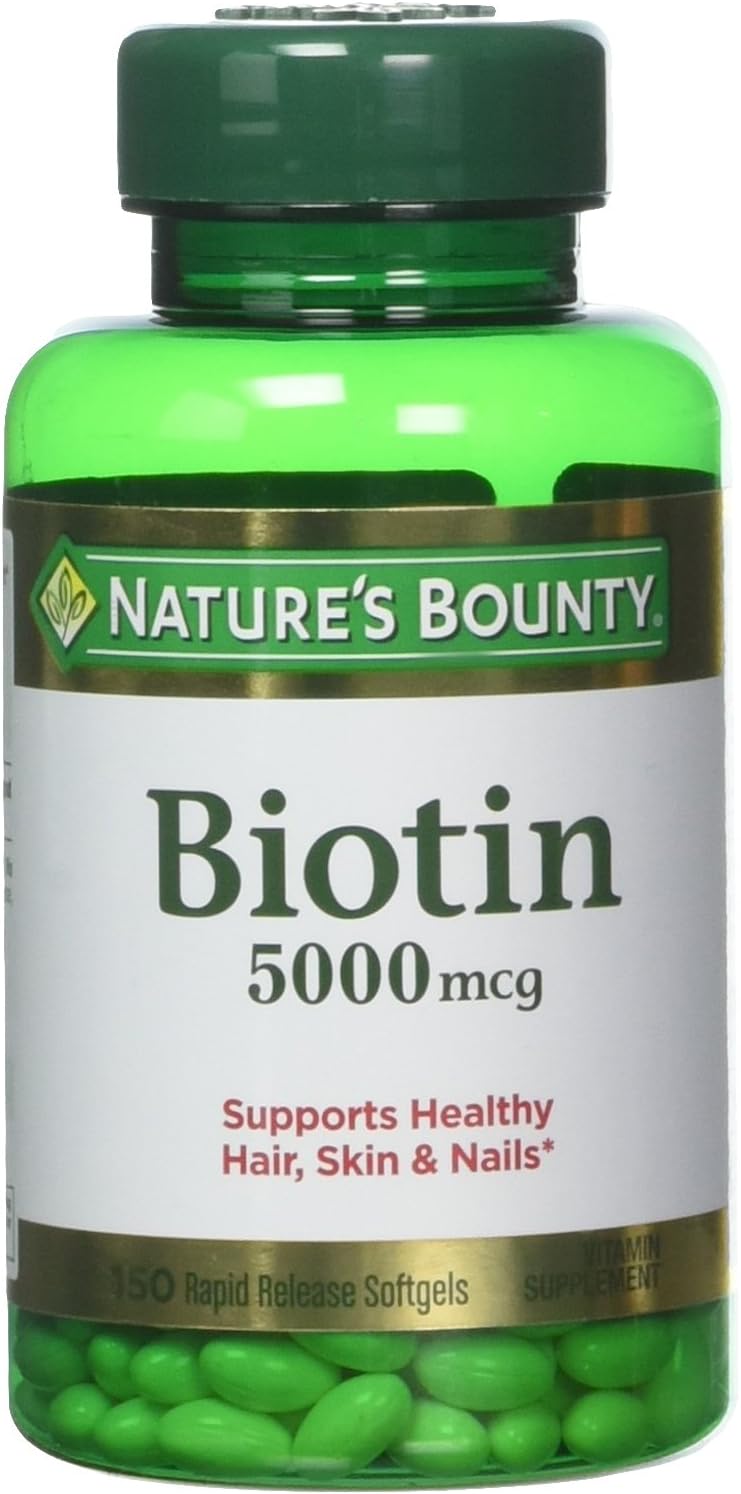 Nature's Bounty Biotina Super Potencia 5000mcg - 72 Cápsulas Blandas (Pack de 2)