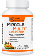 Multivitamínico Líquido Multi para Hombres y Mujeres - Mezcla Completa de Alimentos Integrales con CoQ10, B12, 42 Superalimentos y Enzimas - 120 Cápsulas Blandas