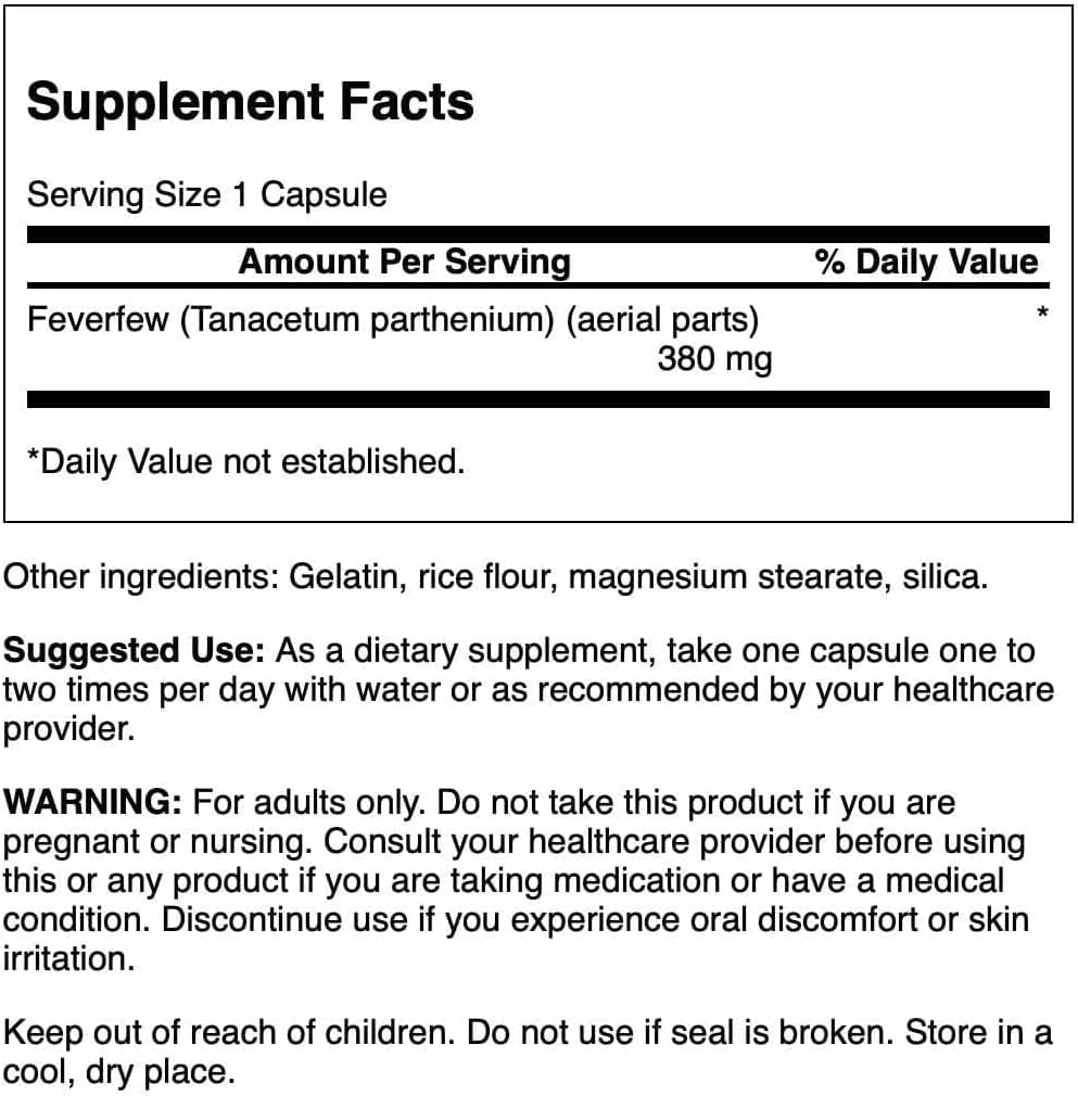 Swanson Matricaria 380 mg, 100 Cápsulas
