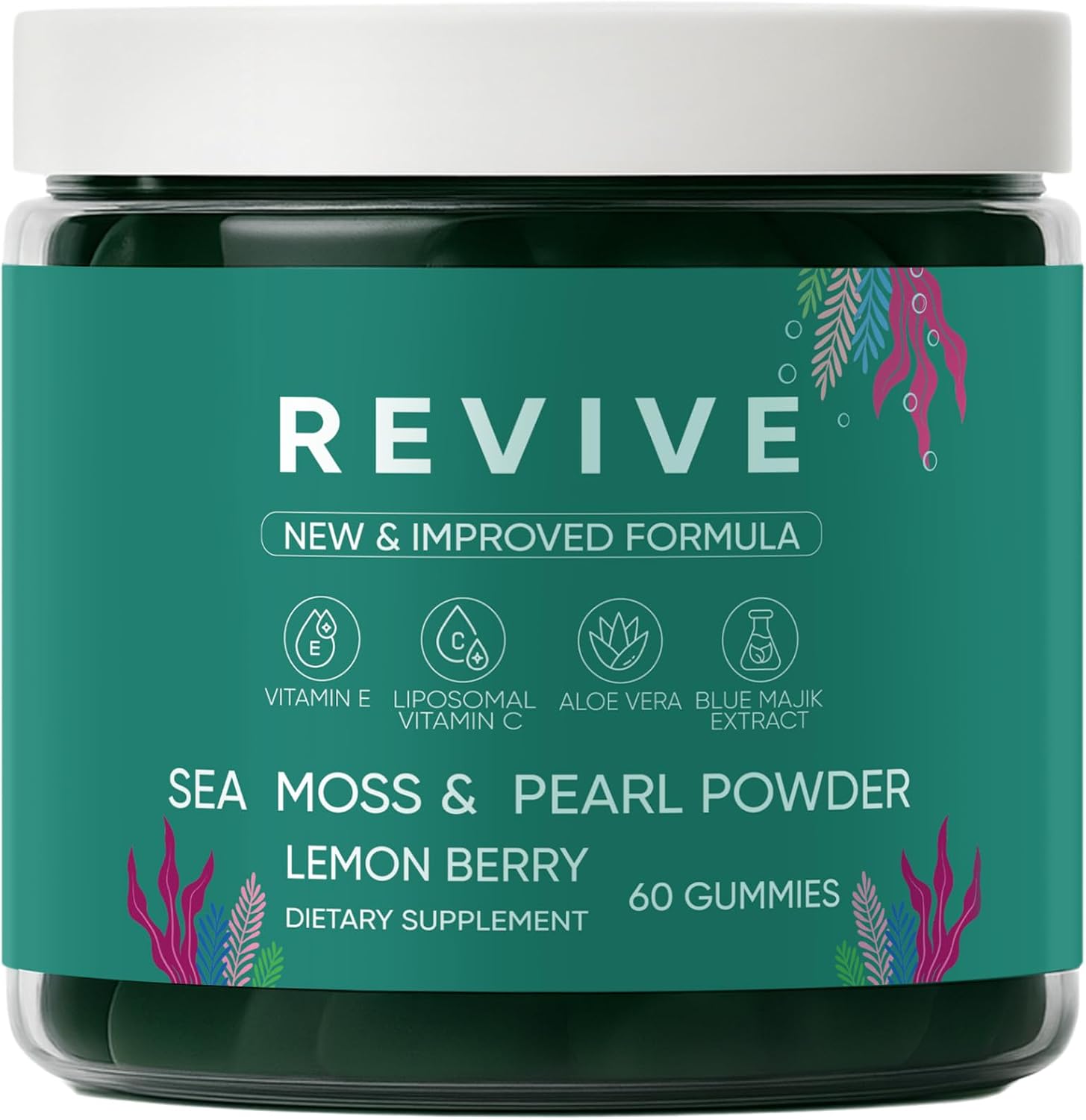 Balmbare Revive Gummies - Gominolas de Musgo Marino con Vitamina C y E, Aloe Vera y Perla - 60 Ud.