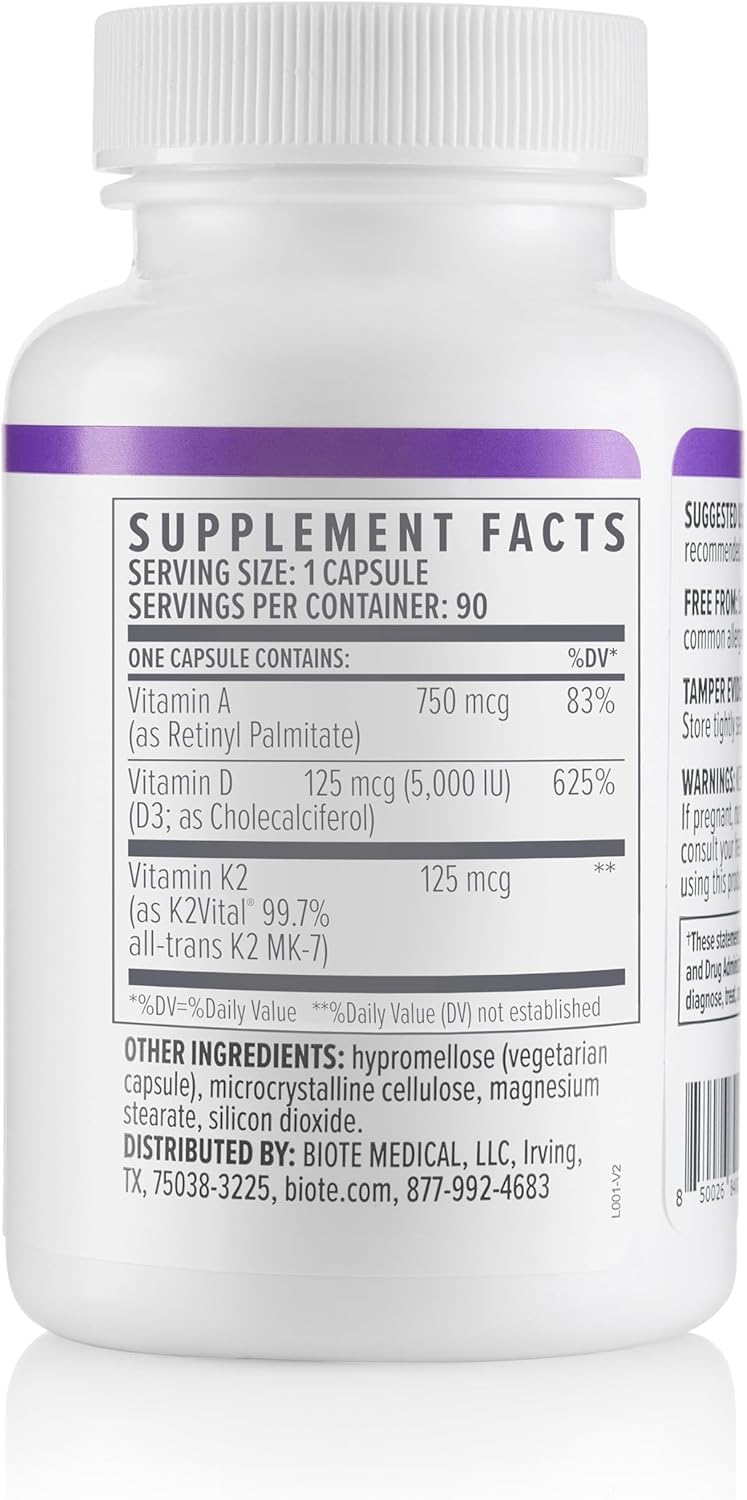 Biote ADK 5 - Vitamina D3 para Inmunidad y Cardiovascular - 90 Cápsulas