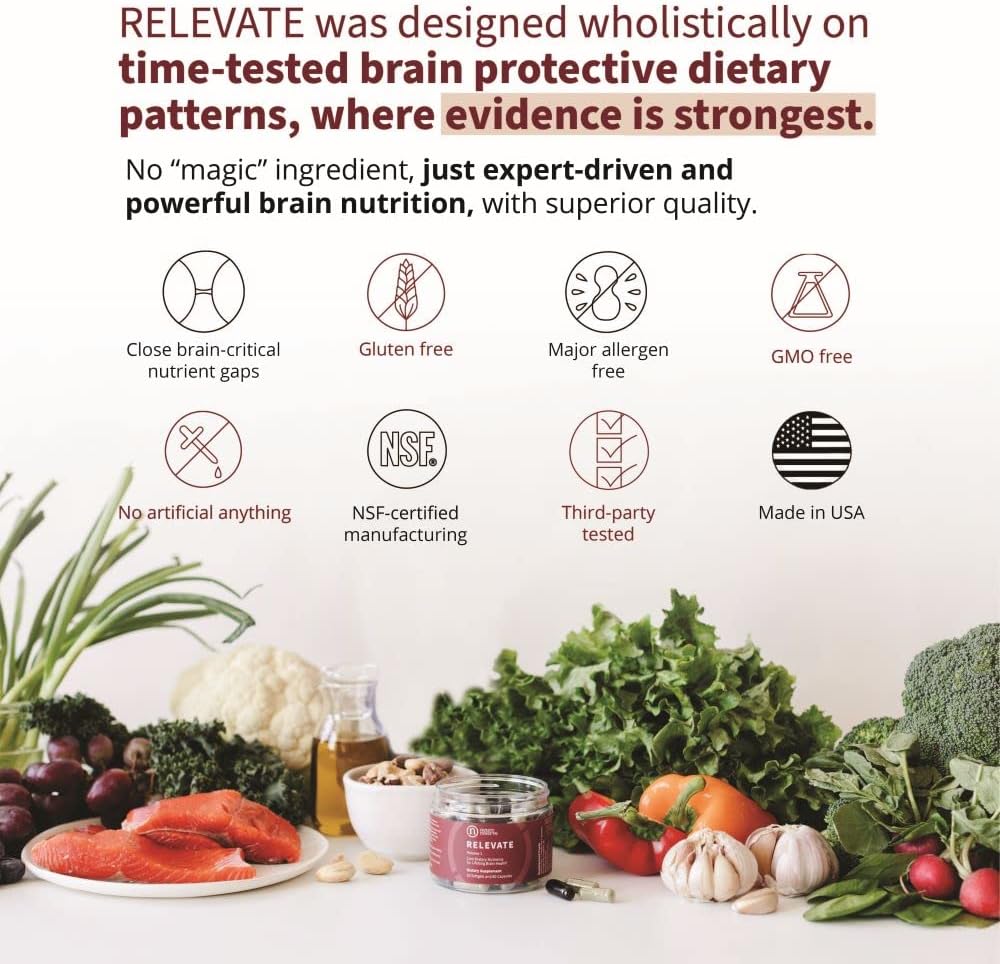 RELEVATE Brain Health Supplement | Memoria, Concentración, Energía y Salud Cerebral