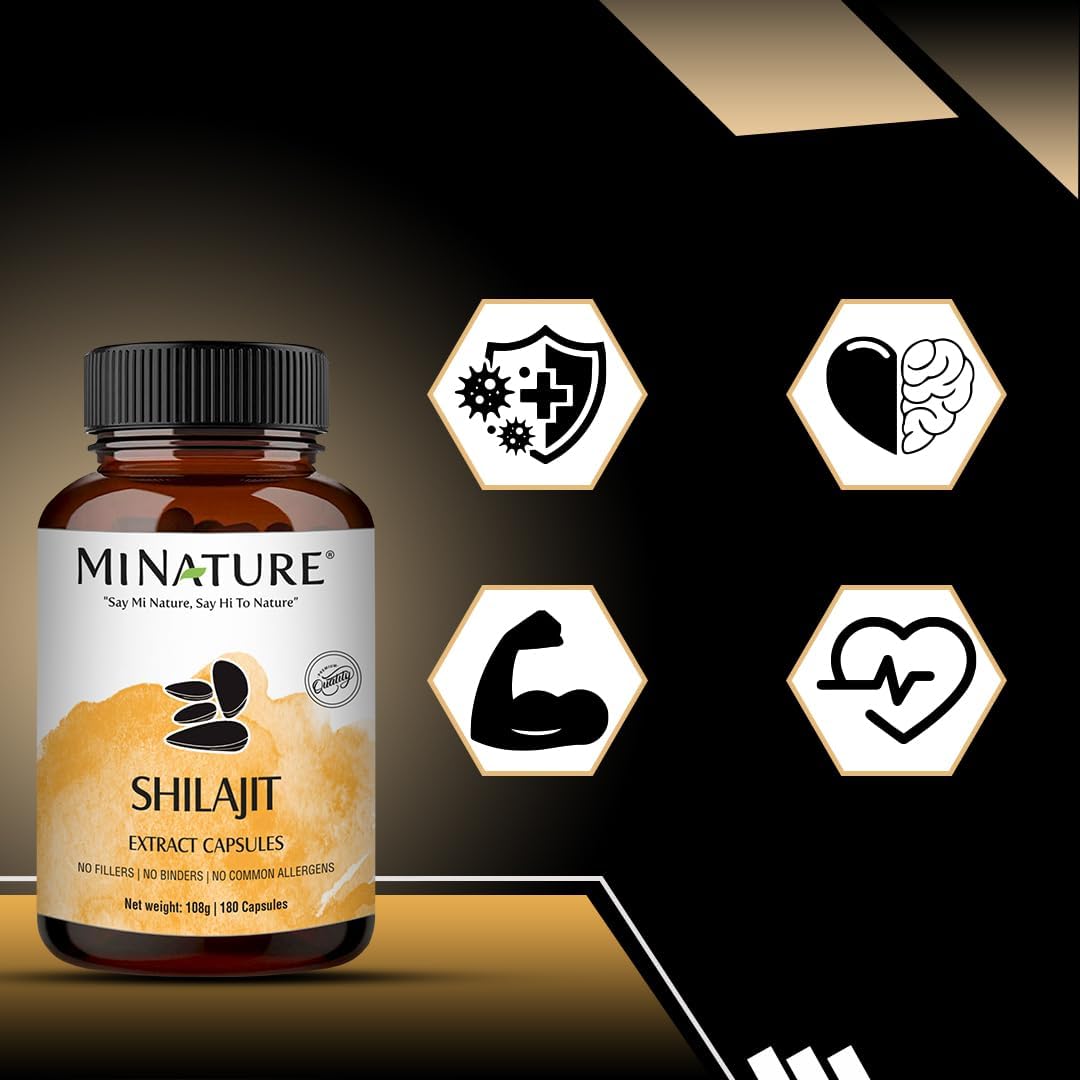 Shilajit Cápsulas 1000 mg con Ácido Fúlvico - 180 Cápsulas Vegetarianas - mi Nature