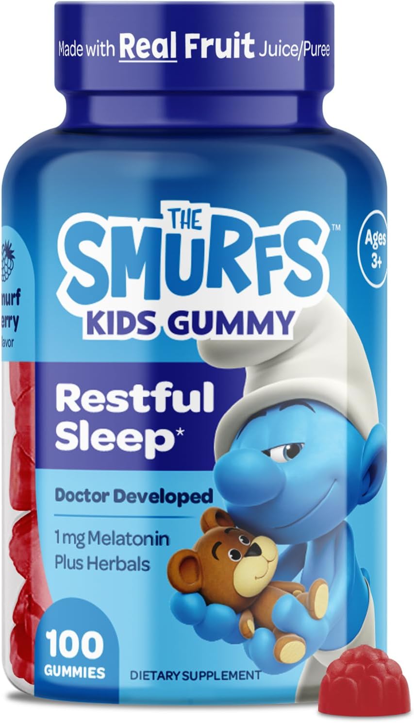 Smurfs Focus Gummies para Niños | Suplemento de Concentración con Fosfatidilserina | 30 Gominolas