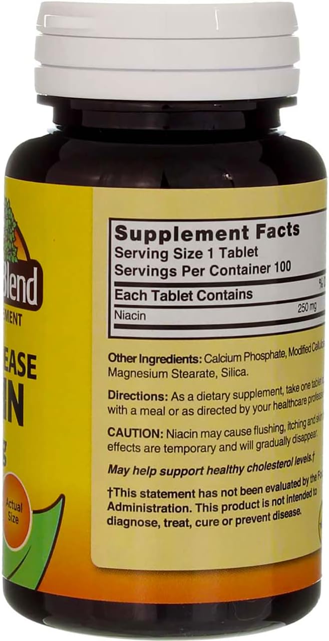 Nature's Blend Niacina de Liberación Sostenida 250 mg, 100 Comprimidos