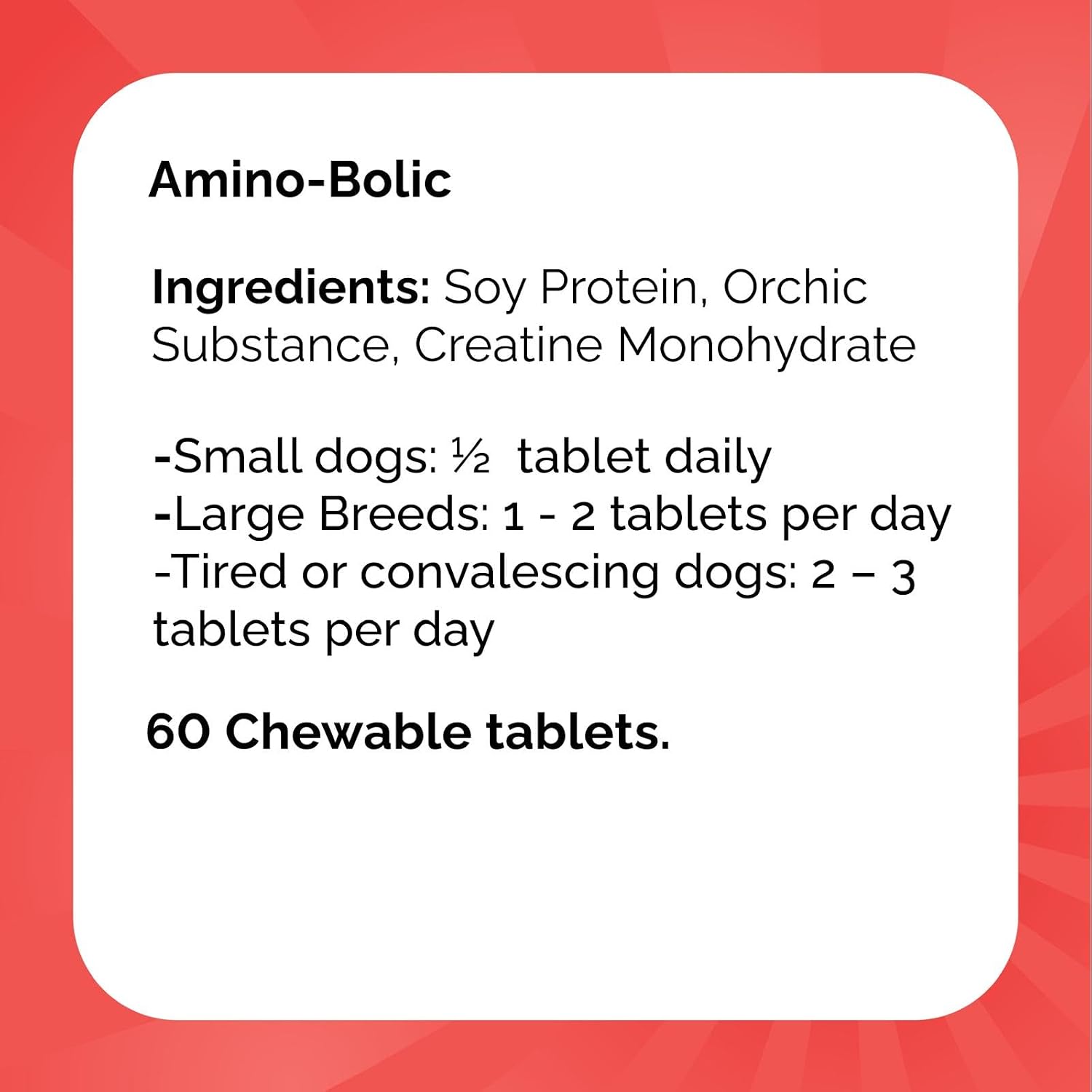 Amino-Bolic Forte Suplemento Nutricional para Perros de Trabajo - 60 Comprimidos Masticables Sabor Bacon