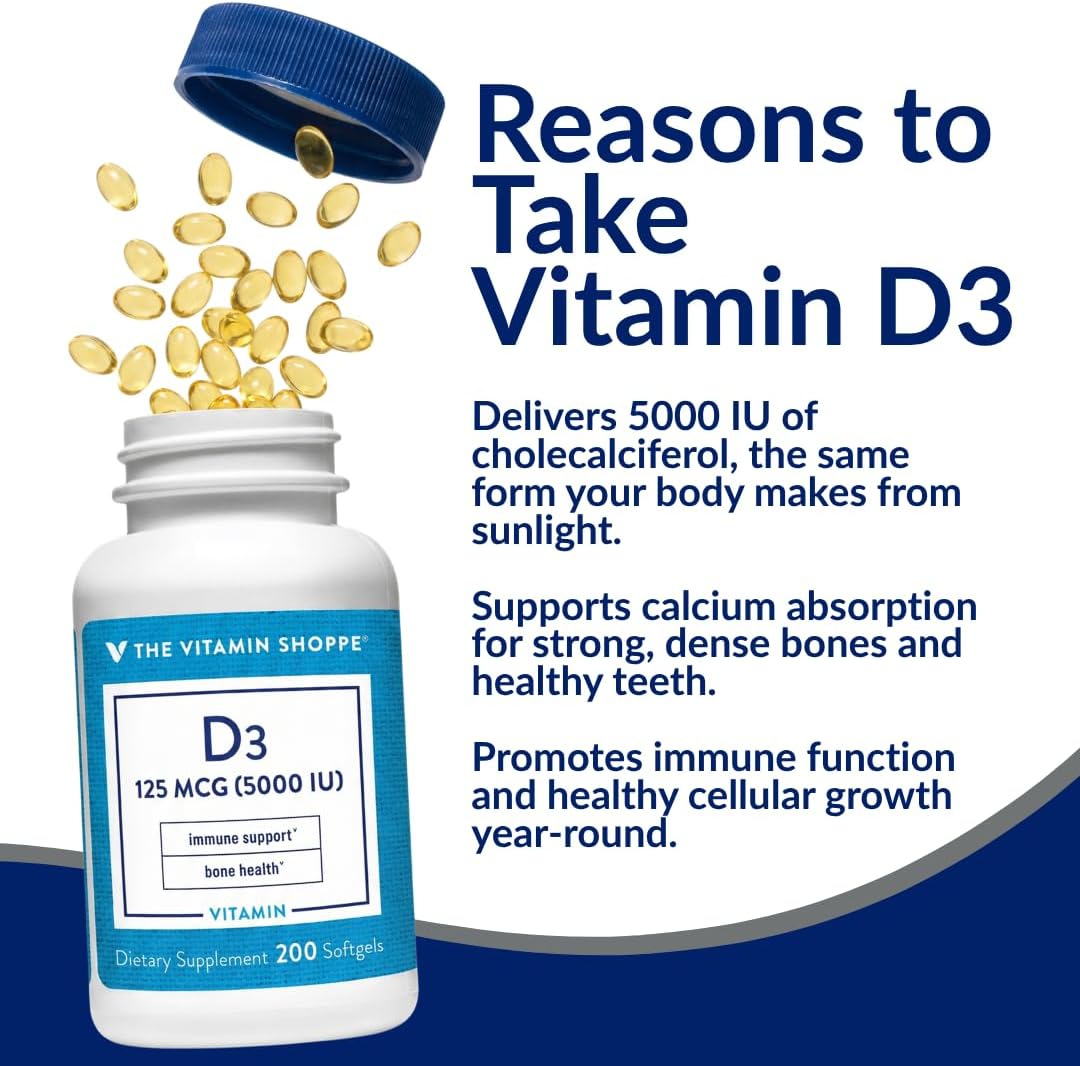 Vitamina D3 5000 IU - 200 Cápsulas Blandas