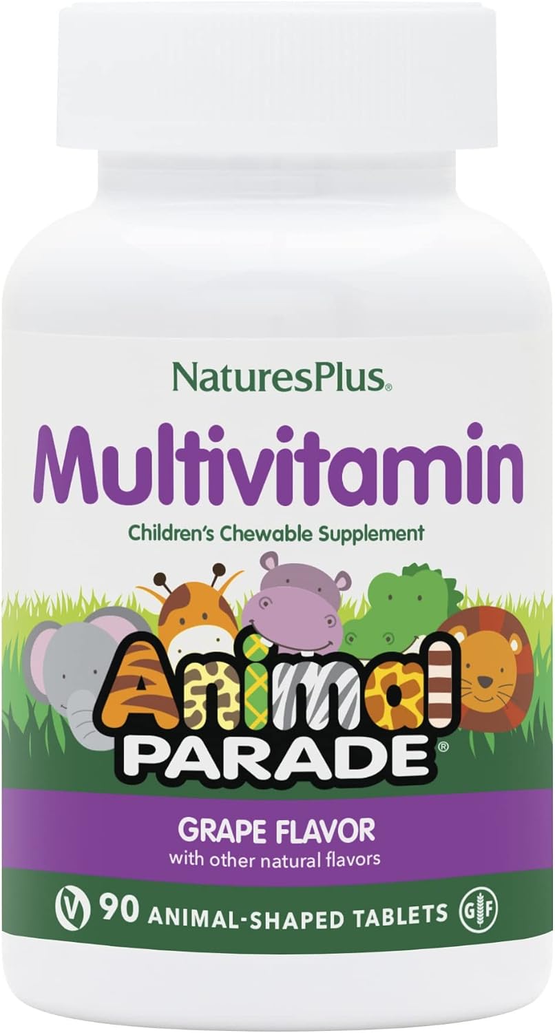 NaturesPlus Animal Parade Multivitamínico Infantil Masticable - Sabor Uva - 90 Comprimidos