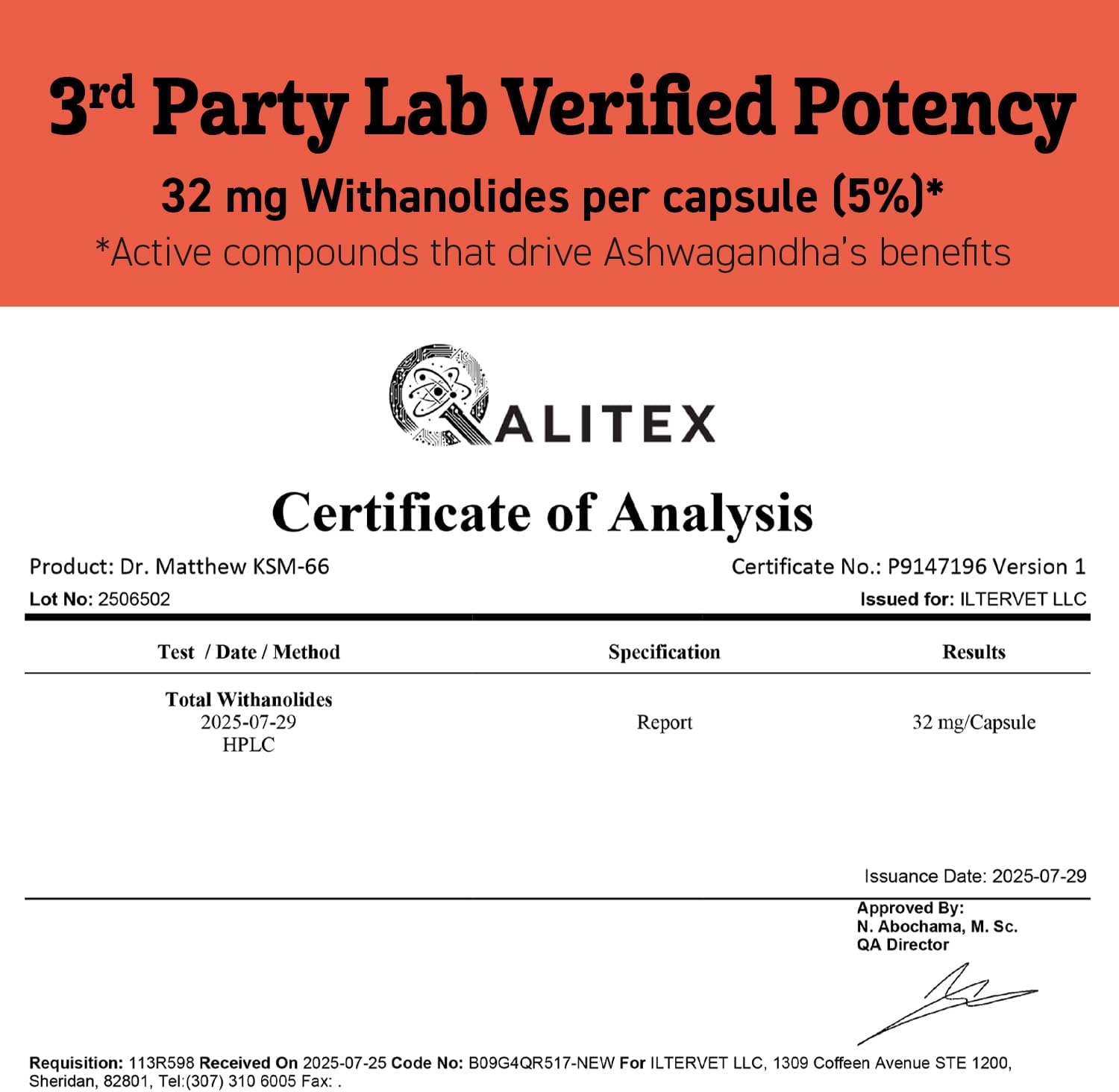 Ashwagandha KSM-66 Orgánica – 600mg por Cápsula, Extracto de Raíz Completo (60 Cápsulas)