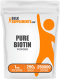 BulkSupplements Biotina Pura en Polvo - Vitamina B7, 1 mg por ración, 250 g