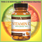 Vitamina C Natural de Acerola con Lavitol DHQ y Bioflavonoides - 250 mg, 60 Cápsulas