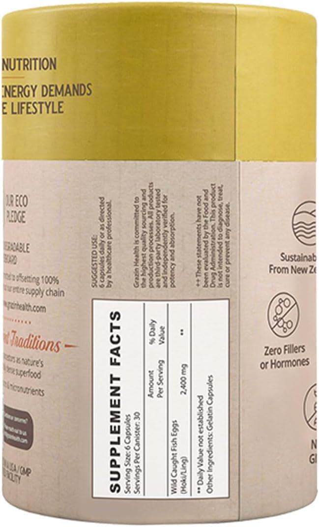 GRAZIN HEALTH Cápsulas de Huevas de Pescado – 3000mg por Porción | Omega-3, DHA y EPA
