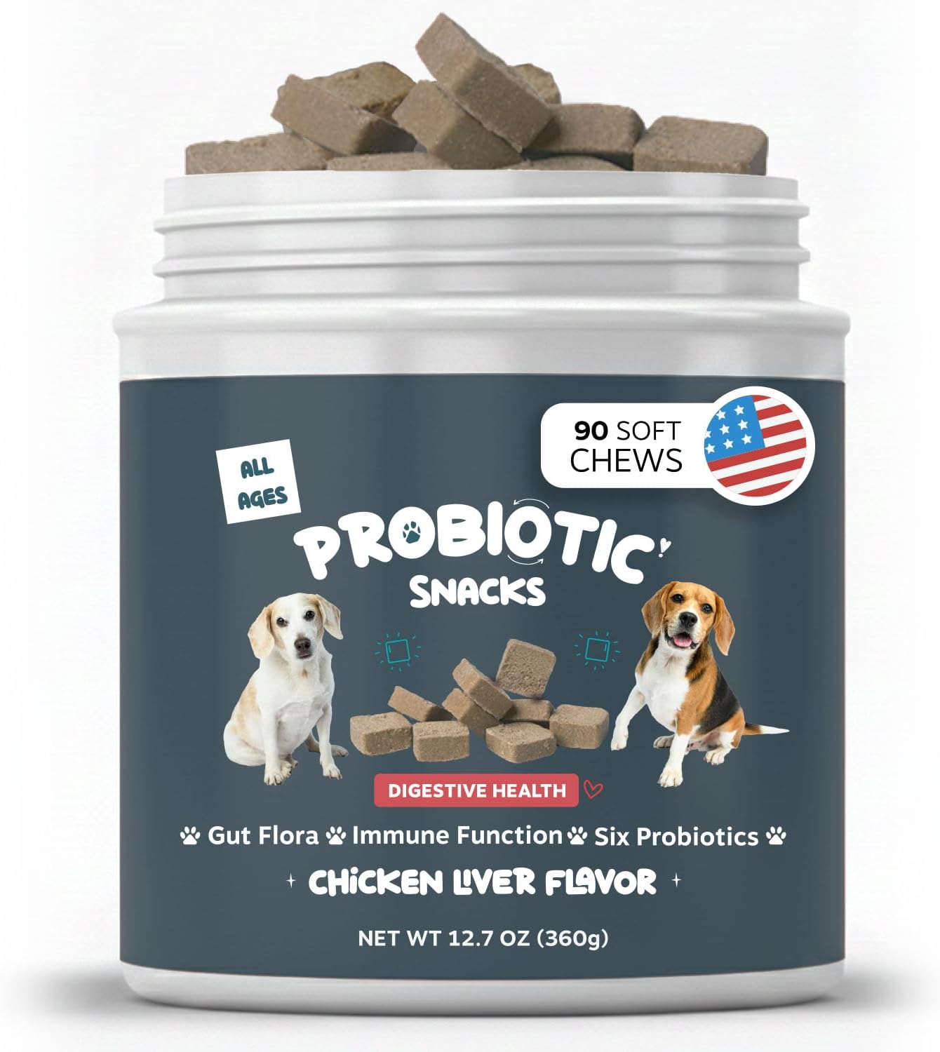 Bruno & Lukas Probióticos Masticables para Perros – Salud Digestiva y Apoyo Inmunológico – 90 Chews