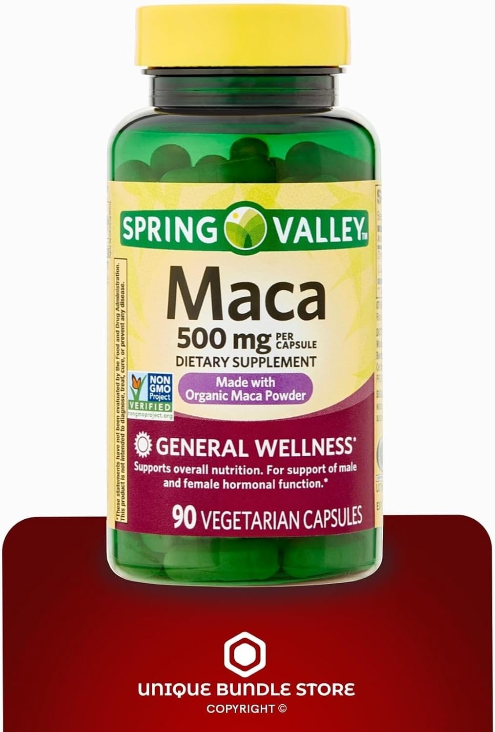 Maca 500mg – 90 Cápsulas Vegetarianas, Suplemento de Raíz de Maca Orgánica, No-GMO, Sin Gluten (Pack de 2)