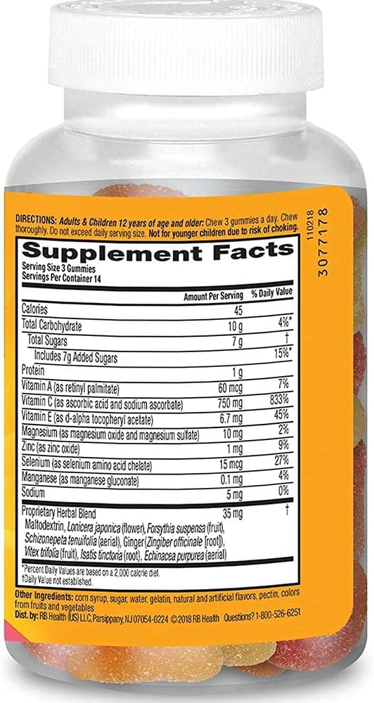 Airborne Gummies Sabor Frutas Variadas con Vitamina C, 750 mg, 42 Gominolas (Pack de 2)