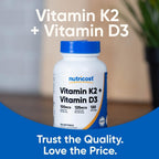 Nutricost Vitamina D3 + K2 (5000 UI D3 / 100 mcg MK7), 120 Cápsulas Blandas – Sin Gluten y No GMO