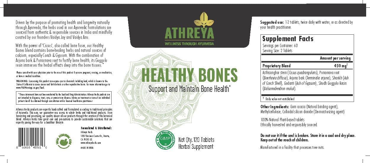 Athreya Herbs Healthy Bones Tablets - 120 Comprimidos