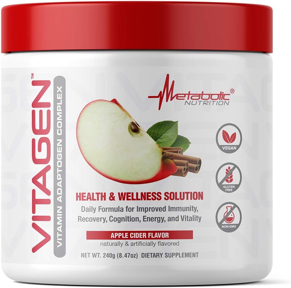 Metabolic Nutrition Vitagen, Complejo Vitamínico y Adaptógeno, 240 g (Sidra de Manzana)